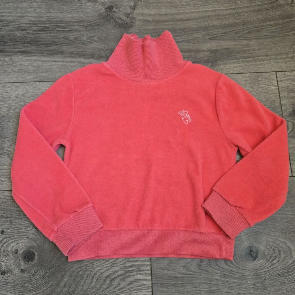 Vintage Disney Winnie the Pooh Pink Fleece Pullover Baby 12–18M Sears Embroidery